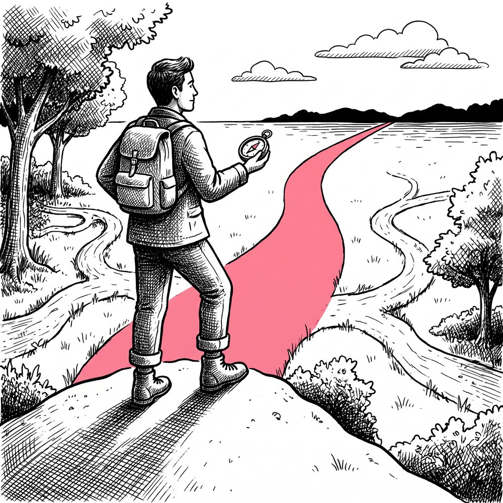Illustration of a freelancer choosing a clear path forward